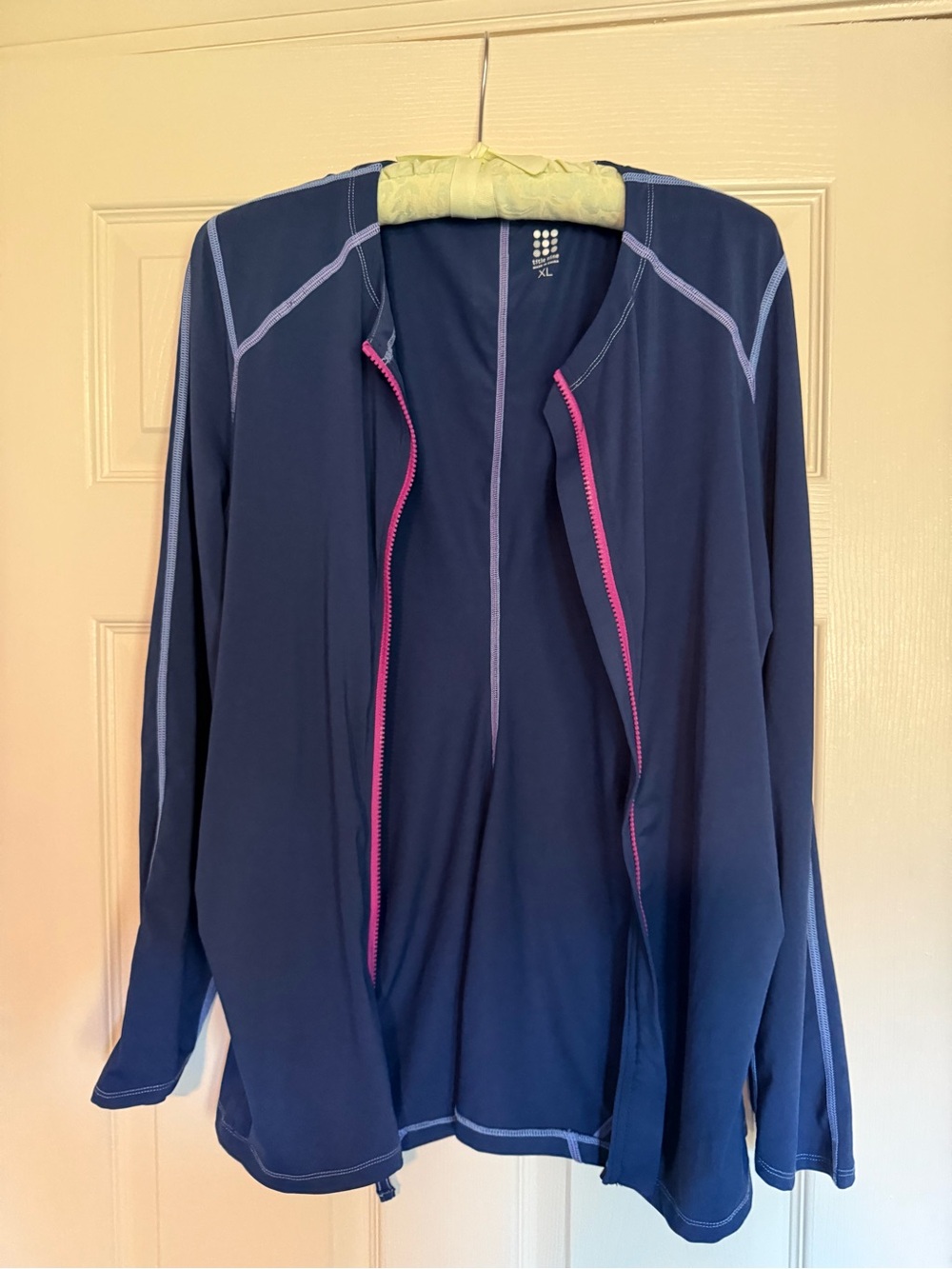 Title Nine Navy Swim Jacket with Pink Zipper